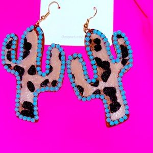Leopard Cactus Earrings